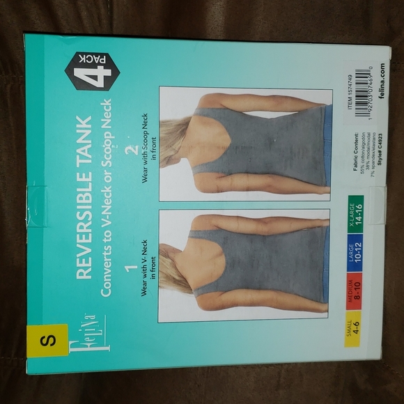 4 Pack Reversible Tank Size S, M and XL - Picture 2 of 6